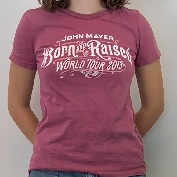 Official John Mayer Born and Raised World Tour 2013 Tee Shirt Womens Medium - Picture 1 of 9